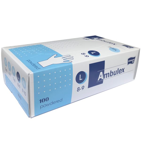 Ambulex latex vizsgáló kesztyű  enyhén púderezett - 100db - L - Image 2
