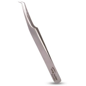 Long Lashes szempilla csipesz, rövid fejű - ezüst, 12cm